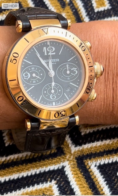 Cartier, Pasha Seatimer Watch Rose Gold on Leather