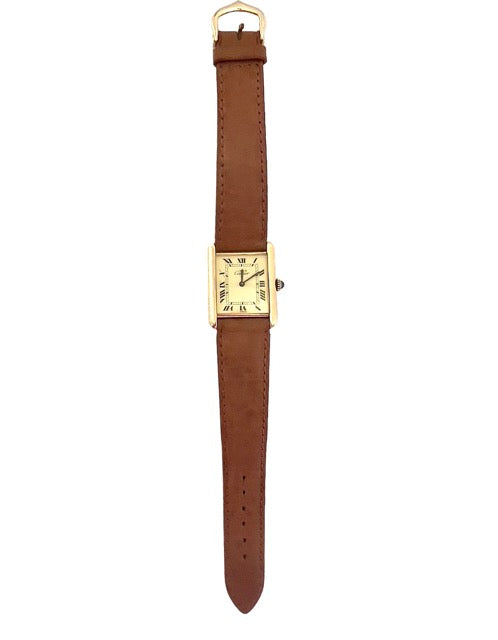 Cartier, Tank Vermeil Watch on Vintage Leather