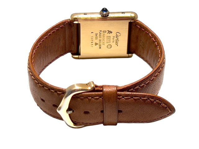 Cartier, Tank Vermeil Watch on Vintage Leather