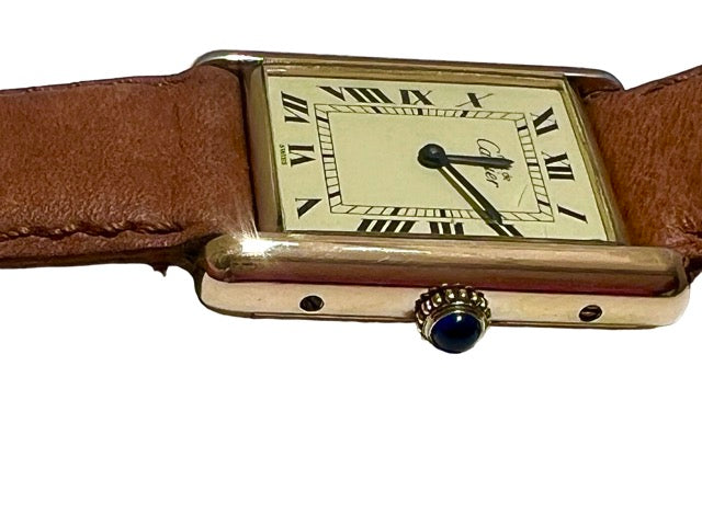 Cartier, Tank Vermeil Watch on Vintage Leather