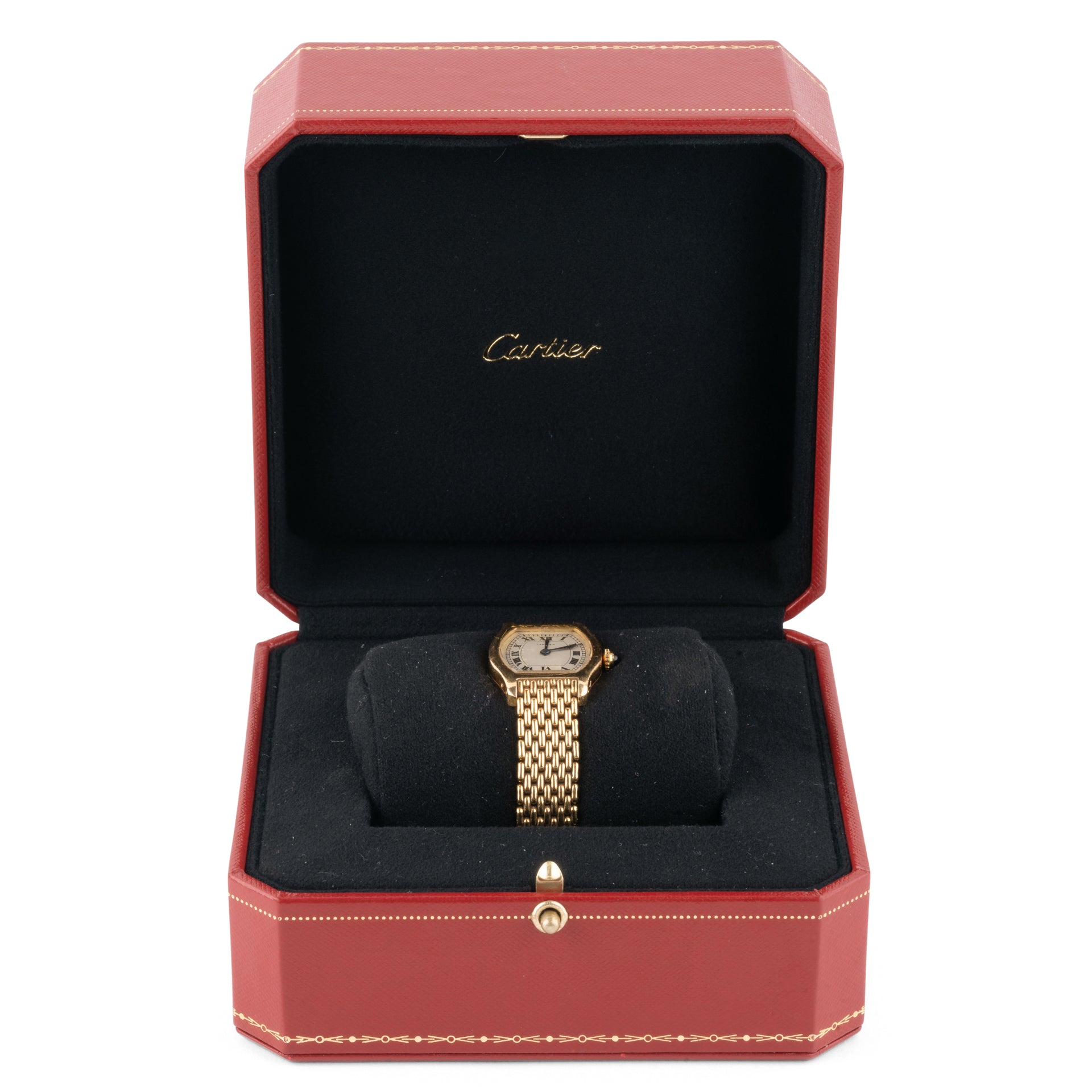 Cartier, Gold Tortoise Watch on Gold Milanese Mesh, Vintage