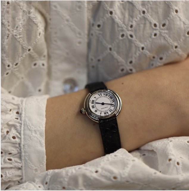 Cartier montre Vendôme Ellipse en or gris 18K mécanique vintage - Maison Eloe