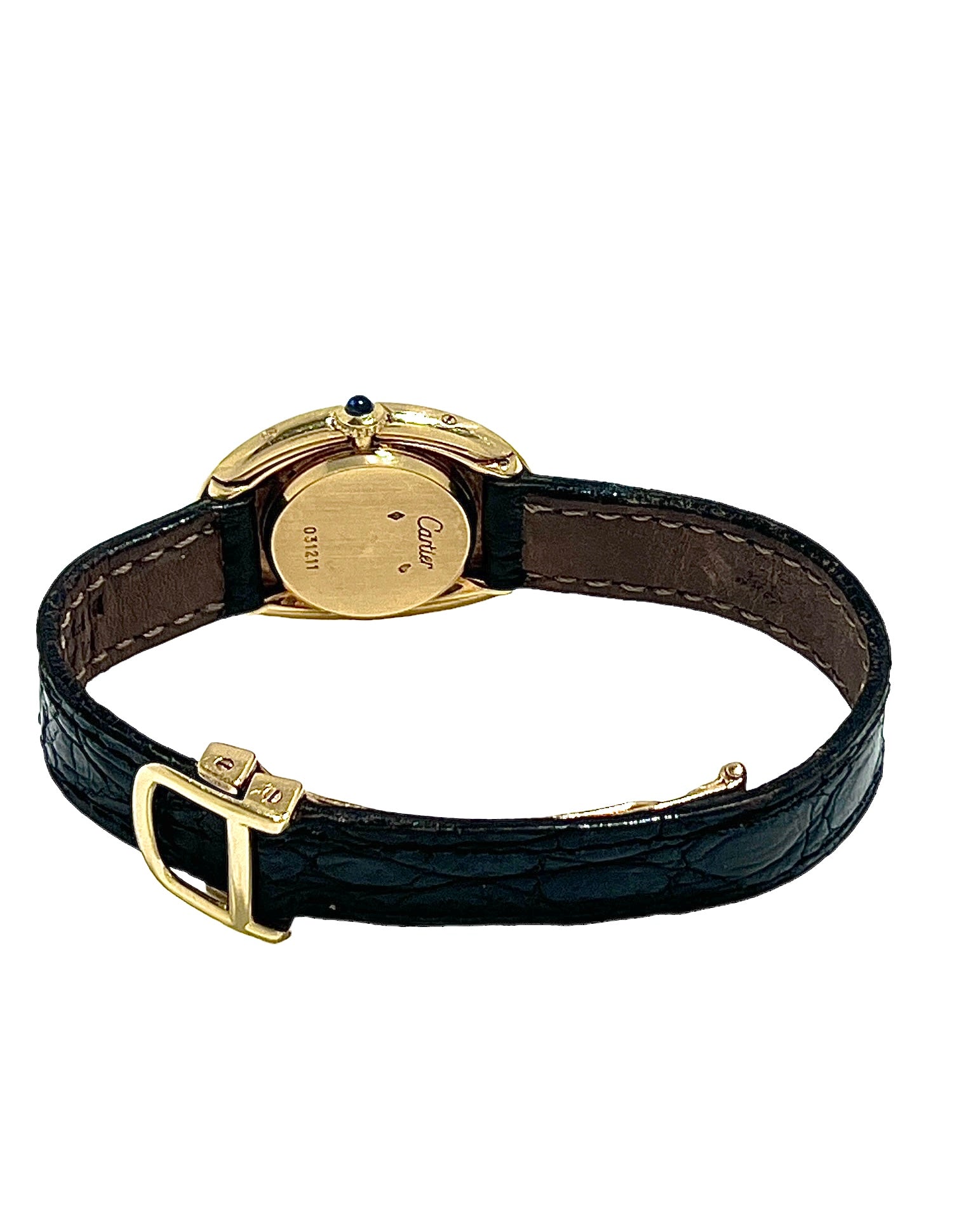 Cartier, Baignoire Watch, Yellow Gold on Leather, Vintage