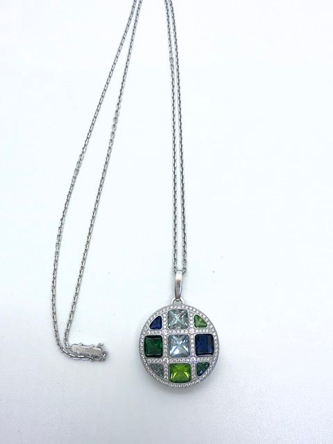 Cartier pendentif "Pasha" en or blanc diamants et pierres précieuses