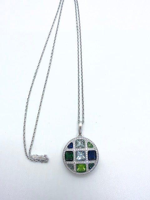 Cartier pendentif "Pasha" en or blanc diamants et pierres précieuses - Maison Eloe