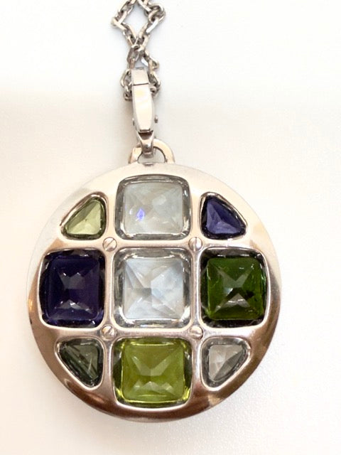 Cartier "Pasha" pendant in white gold with diamonds and precious stones