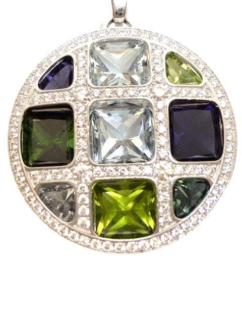 Cartier pendentif "Pasha" en or blanc diamants et pierres précieuses