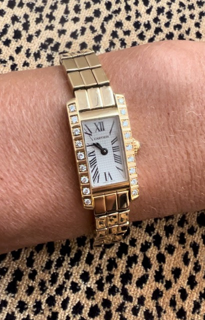 Cartier, Rare Tank Américaine "Lingot" Gold on Gold Watch