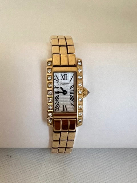 Cartier, Rare Tank Américaine "Lingot" Gold on Gold Watch