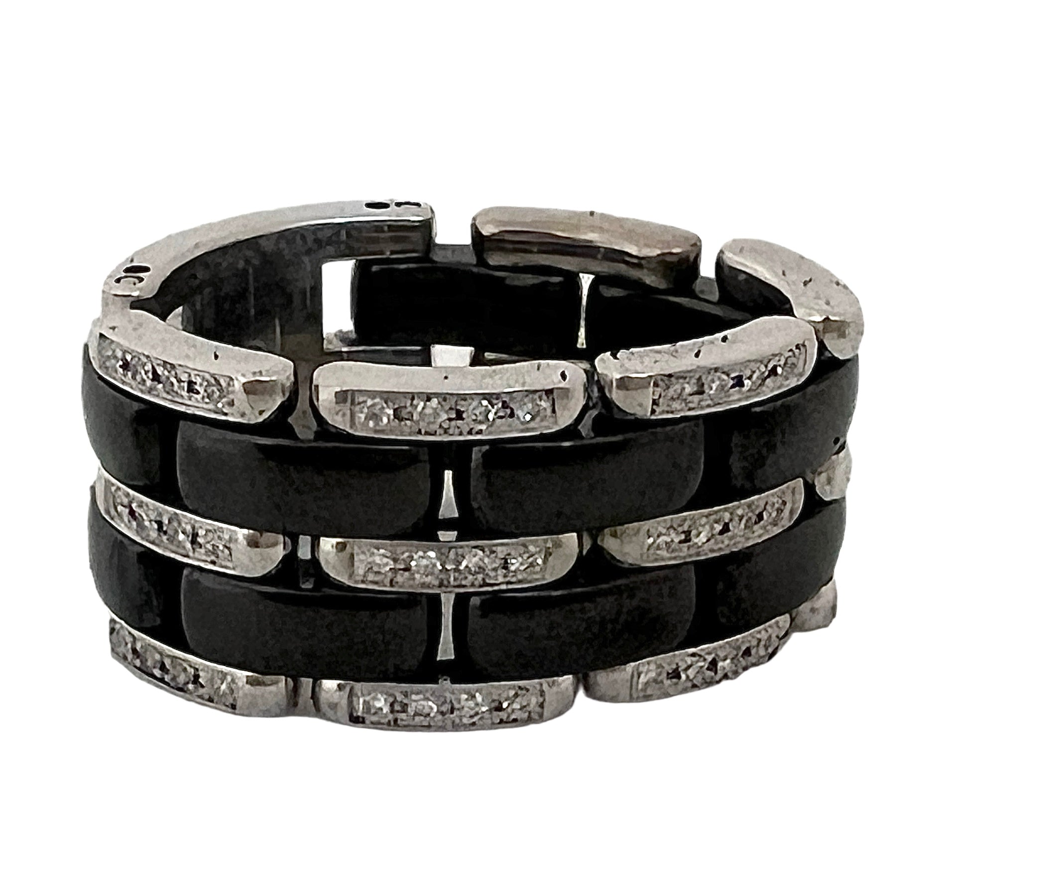 Chanel, "Ultra" Ring White Gold, Diamonds, Black Ceramic Large Model