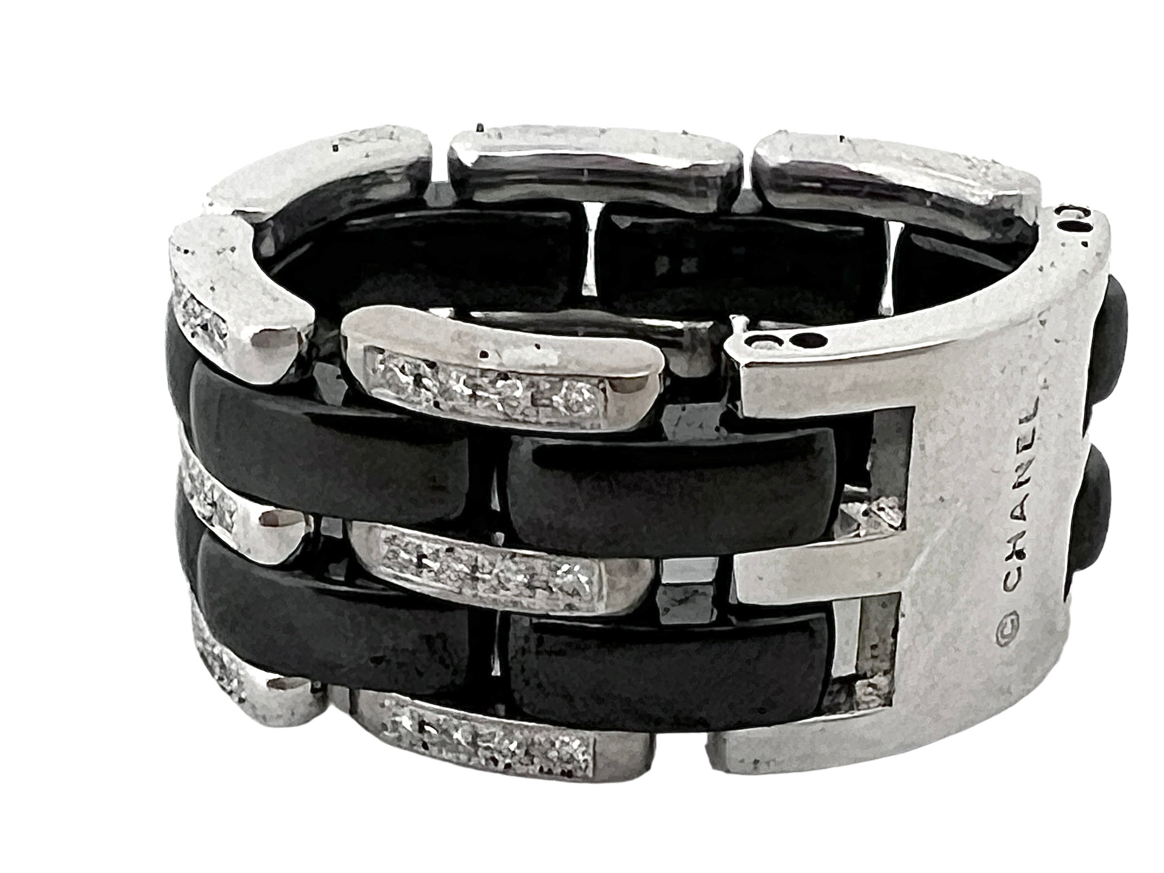 Chanel, "Ultra" Ring White Gold, Diamonds, Black Ceramic Large Model