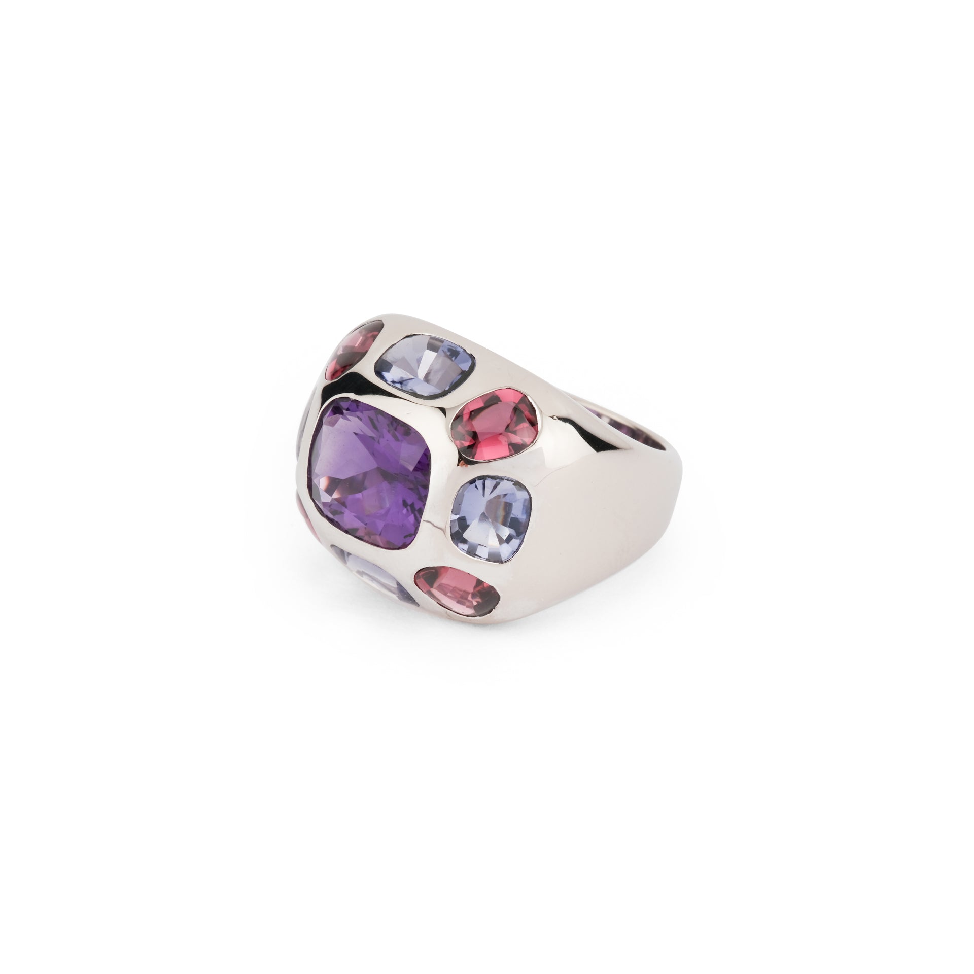 Chanel, "Coco" ring in white gold, amethyst, garnet and iolite