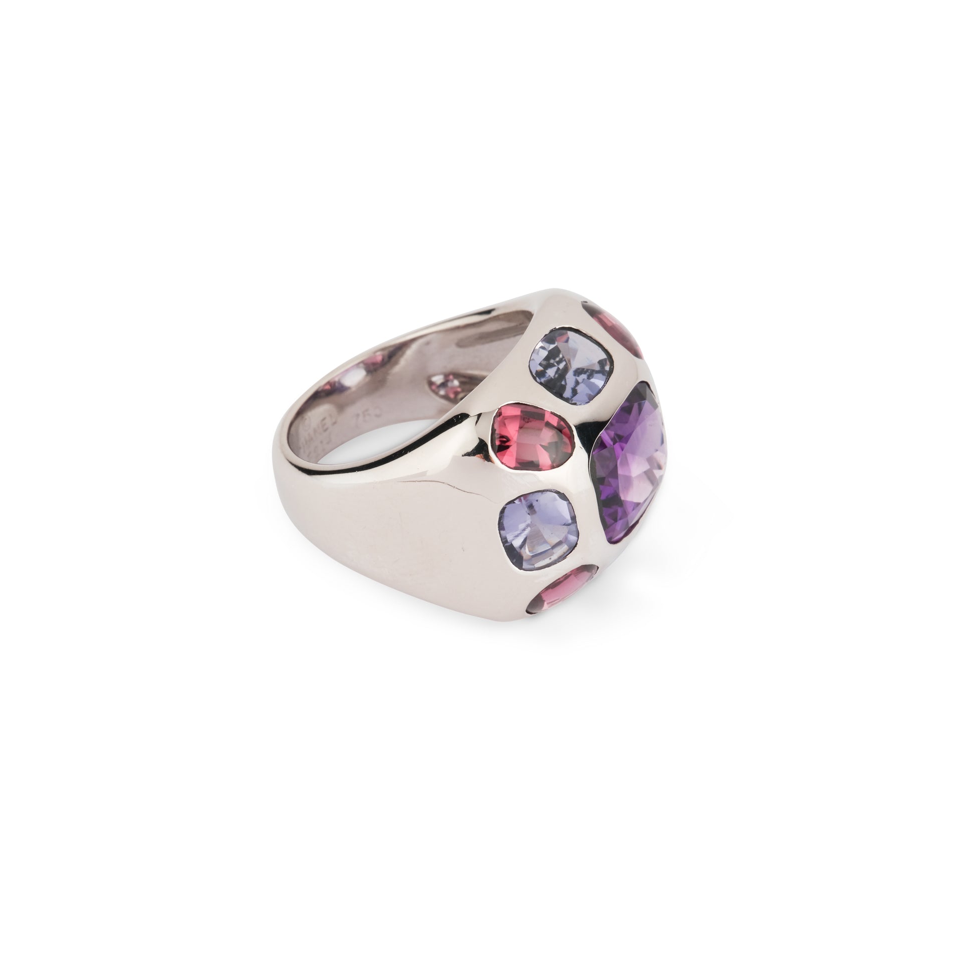 Chanel, "Coco" ring in white gold, amethyst, garnet and iolite