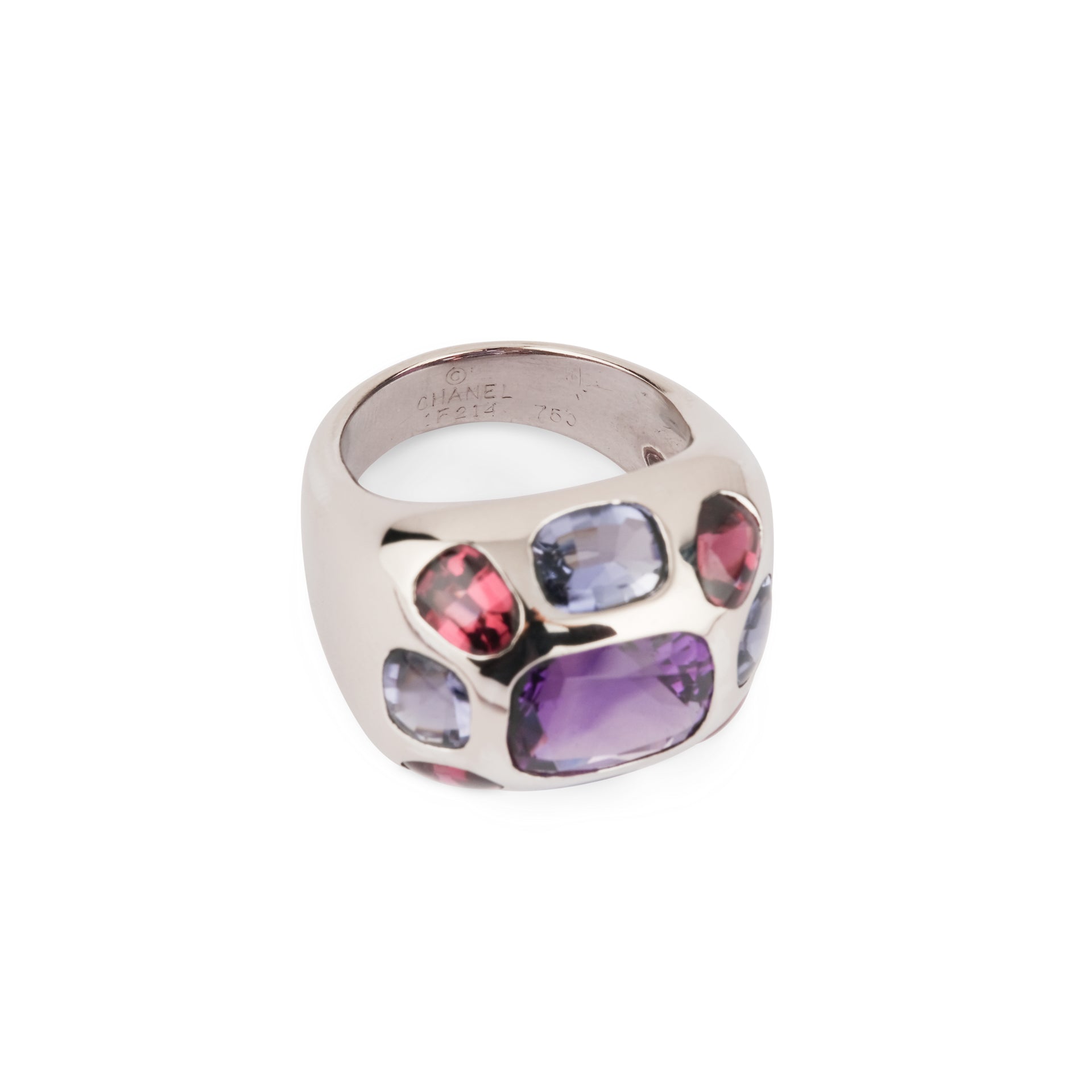 Chanel, "Coco" ring in white gold, amethyst, garnet and iolite