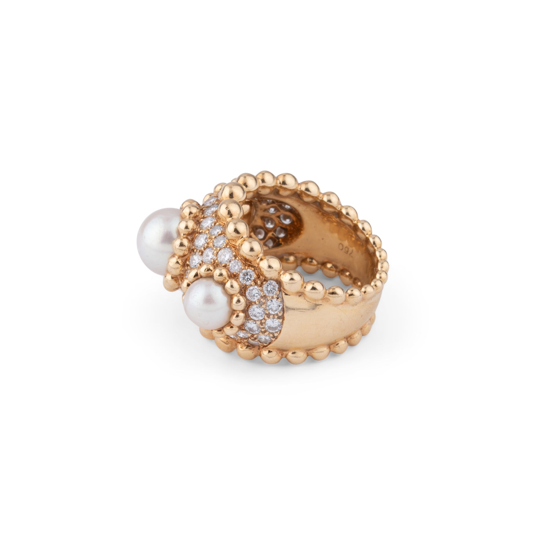 Chanel, "Baroque" Ring Yellow Gold, Diamonds and Pearls