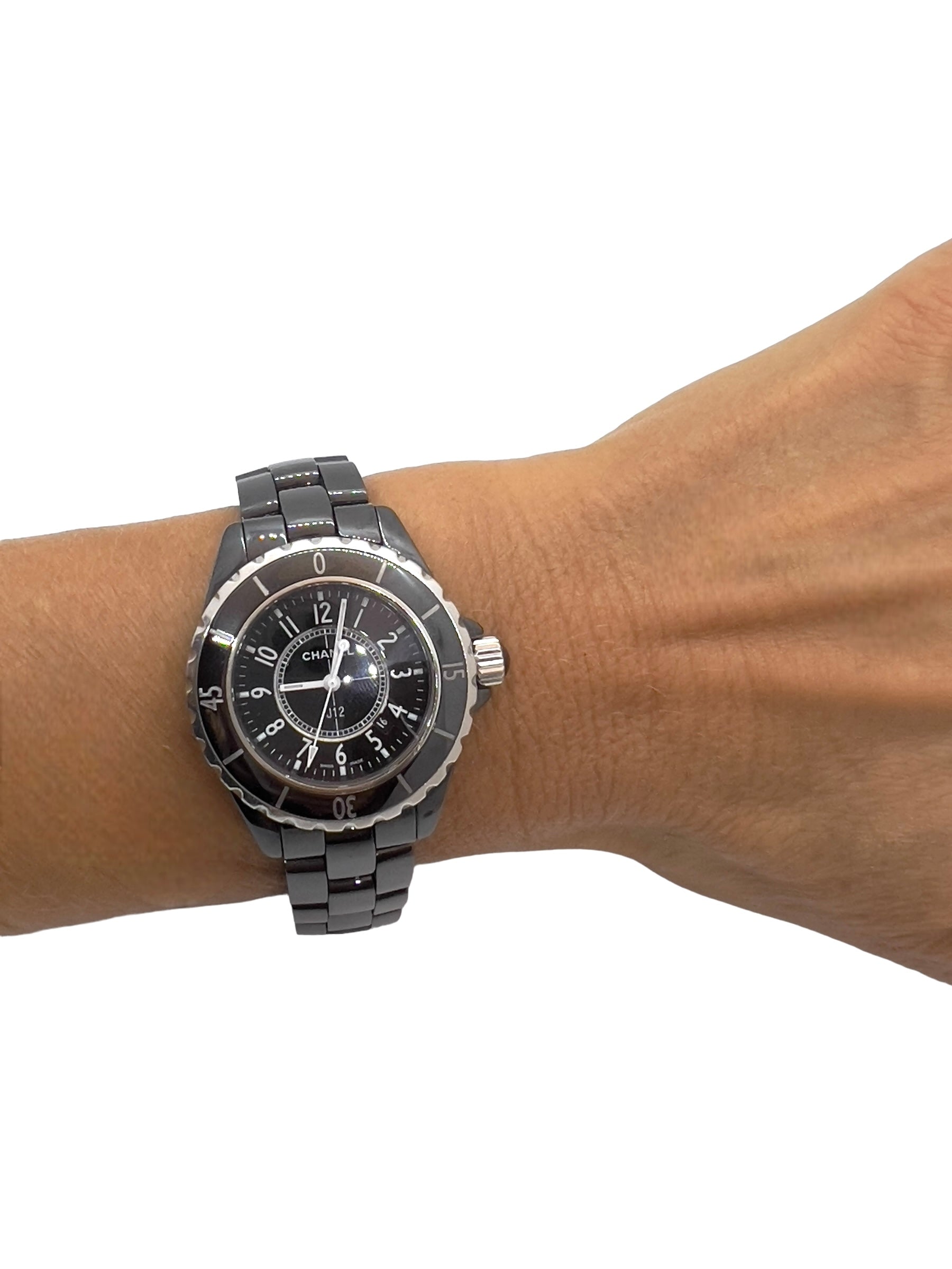 Chanel, J12 black ceramic quartz watch