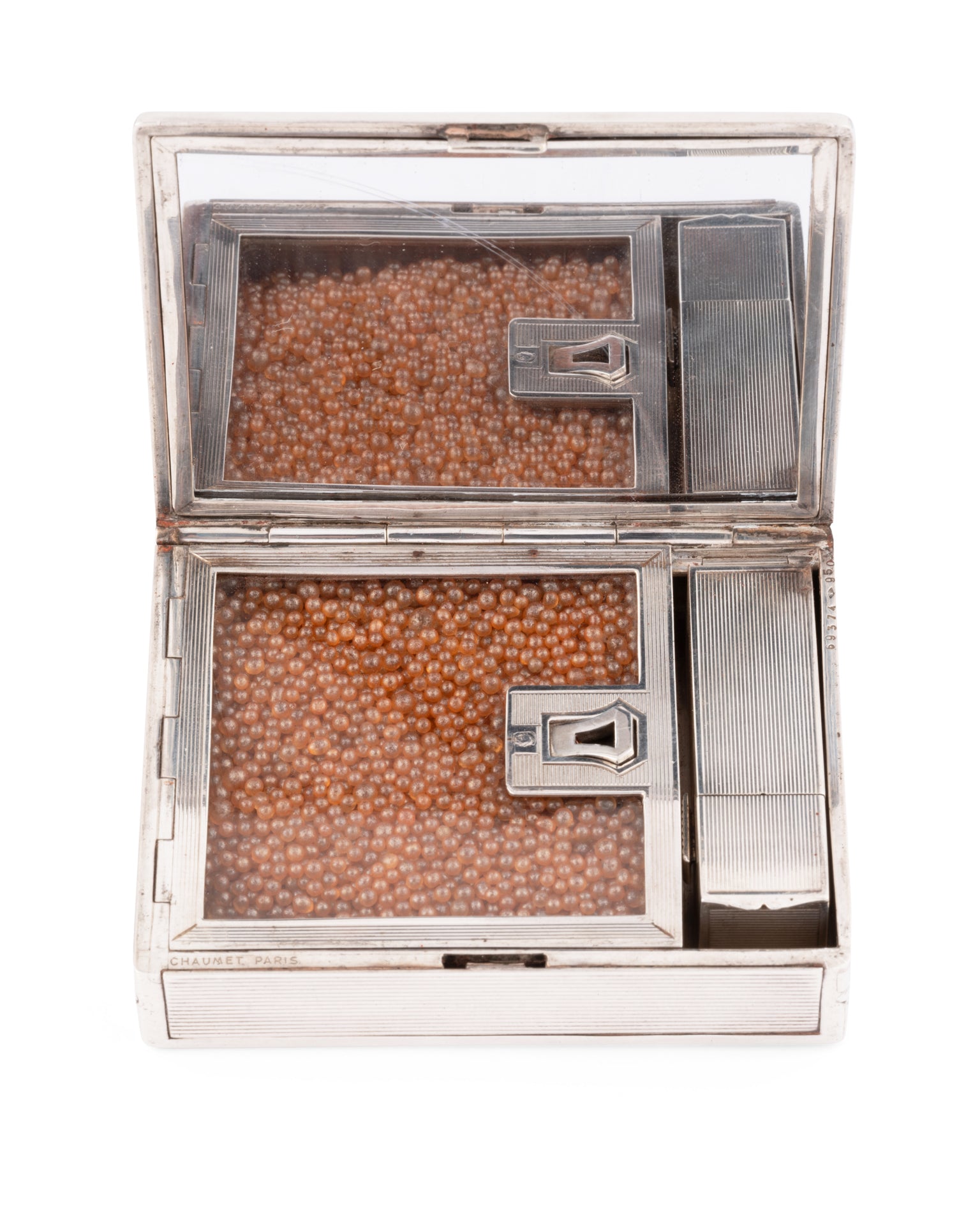 Chaumet, Rectangular silver minaudière, striated decoration