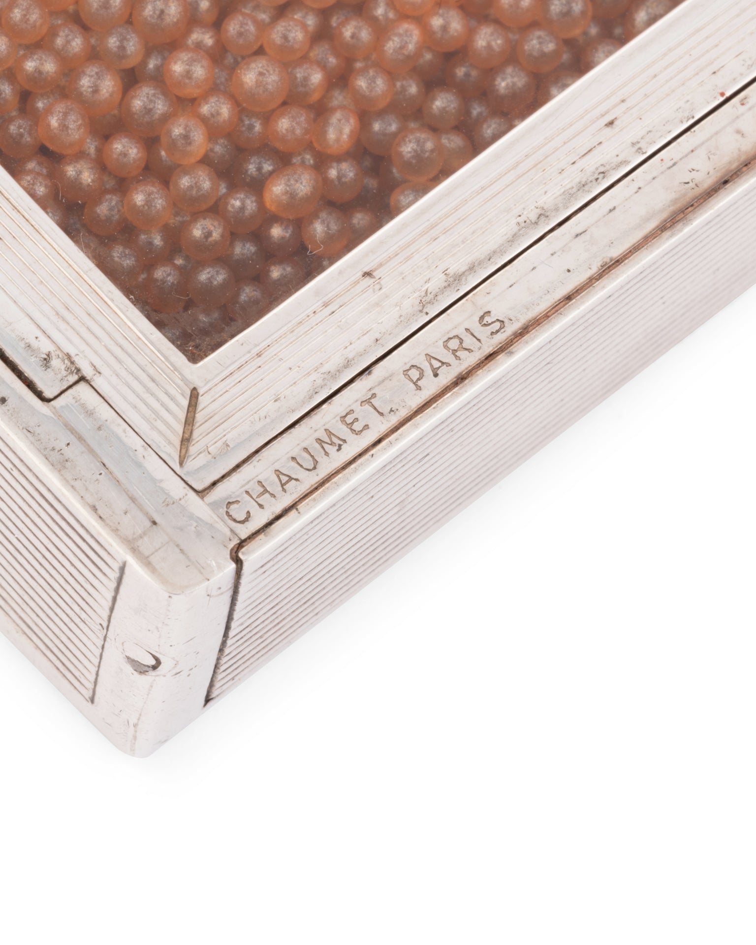 Chaumet, Rectangular silver minaudière, striated decoration