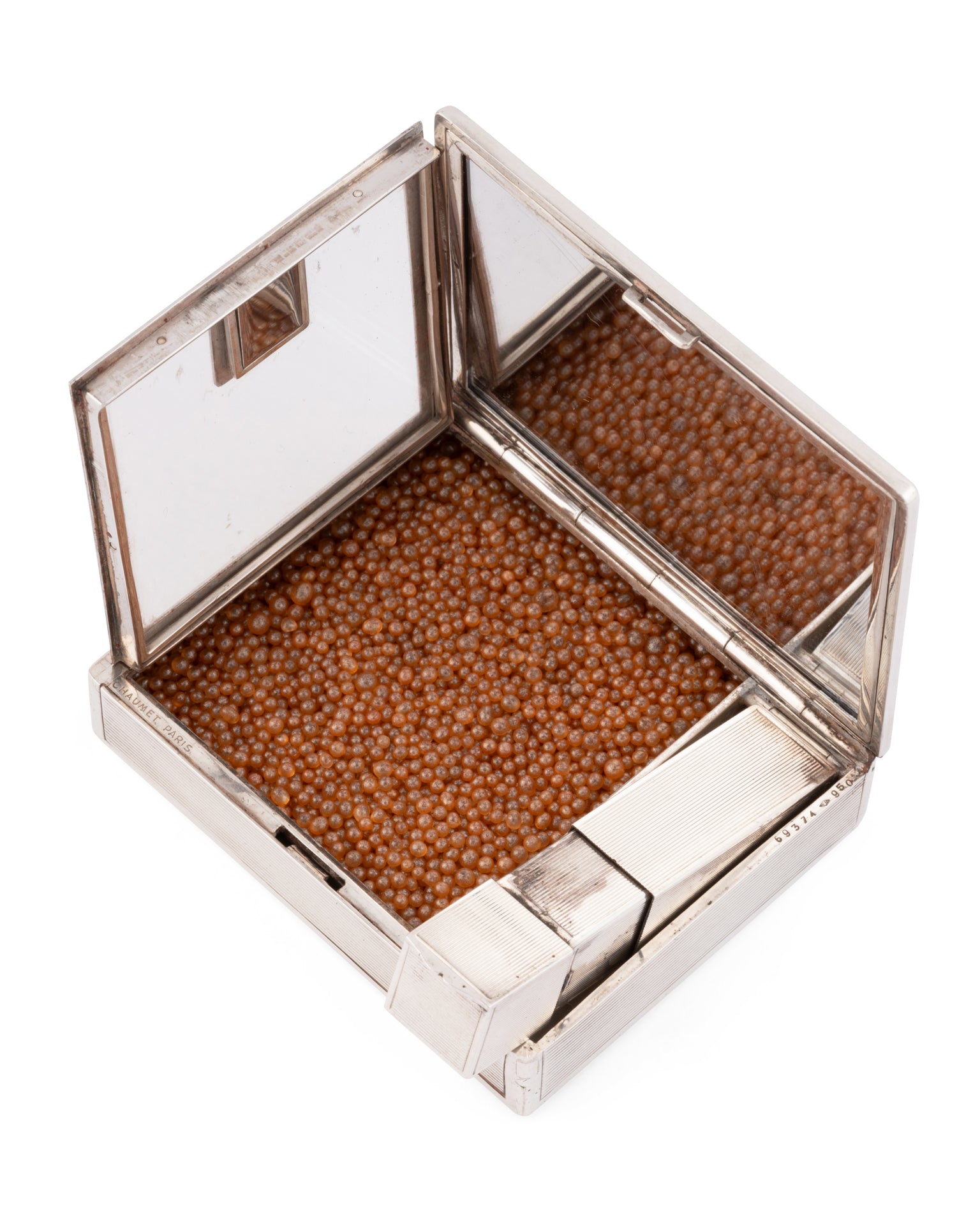 Chaumet, Rectangular silver minaudière, striated decoration