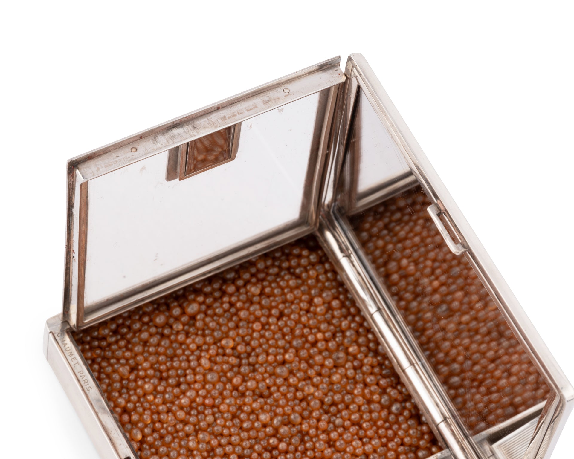 Chaumet, Rectangular silver minaudière, striated decoration