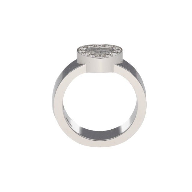Chopard bague "Happy Diamond' en or gris 18K et diamants full set - Maison Eloe