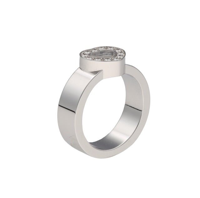 Chopard bague "Happy Diamond' en or gris 18K et diamants full set - Maison Eloe