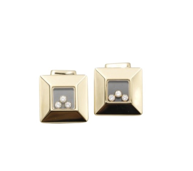 Chopard, boutons de manchettes, "happy Diamonds" en or jaune et diamants