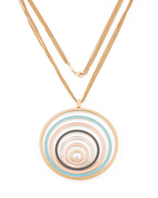 Chopard, collier et pendentif "Happy Spirit" en émail, nacre et diamant