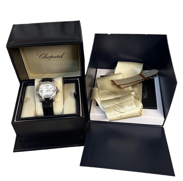 Chopard "Happy Sport" watch in steel and full-set diamonds