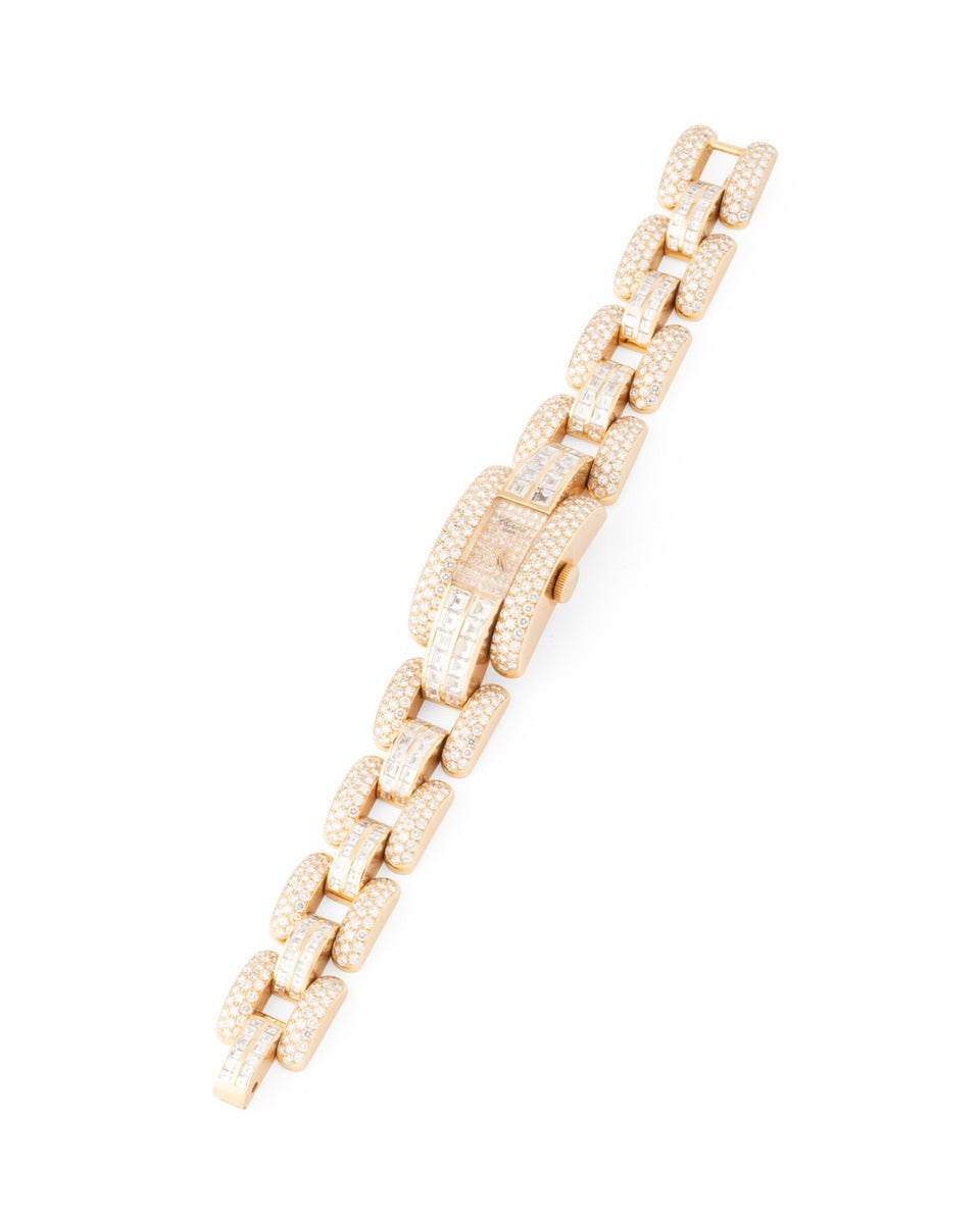 Chopard montre "La Strada" en or jaune 18K entièrement pavée diamants