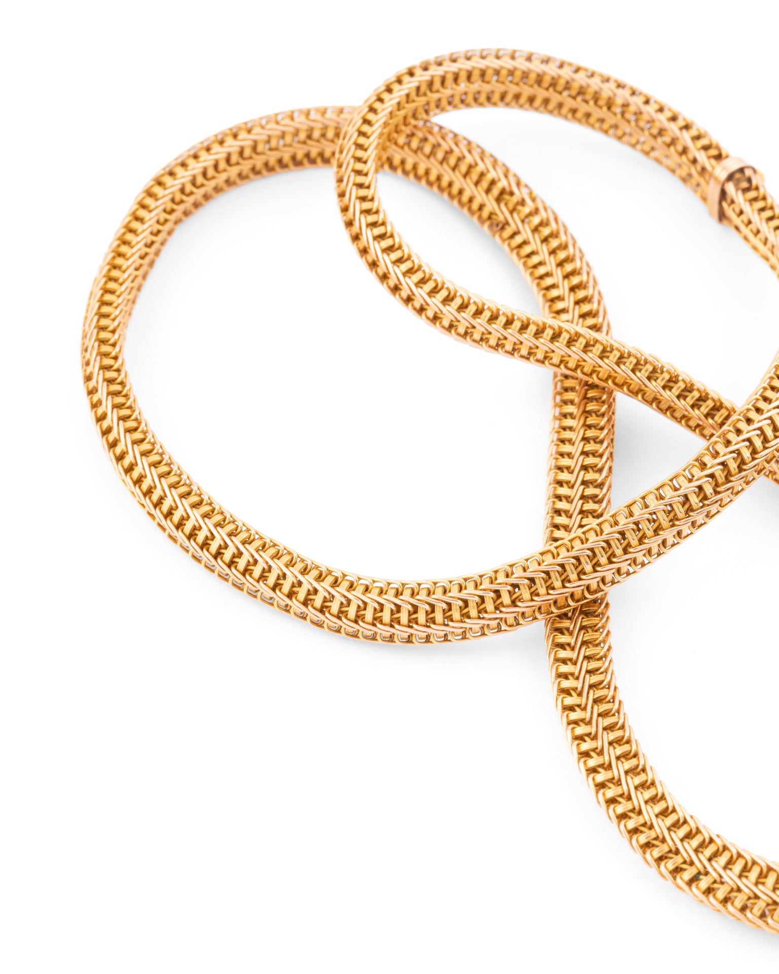 Necklace signed Auguste Cahen known as "Lion" Yellow gold woven mesh circa 1865