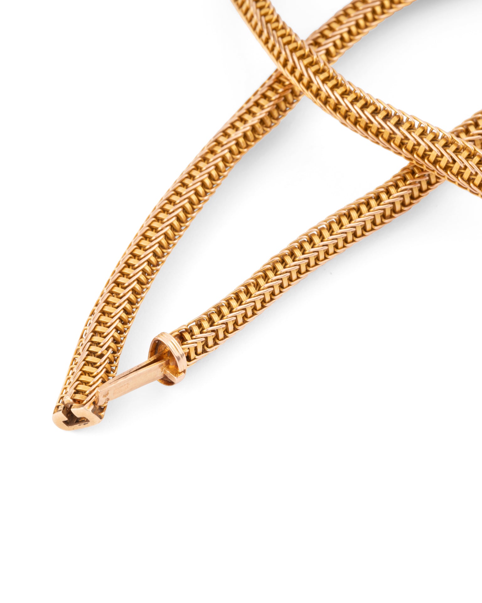 Necklace signed Auguste Cahen known as "Lion" Yellow gold woven mesh circa 1865