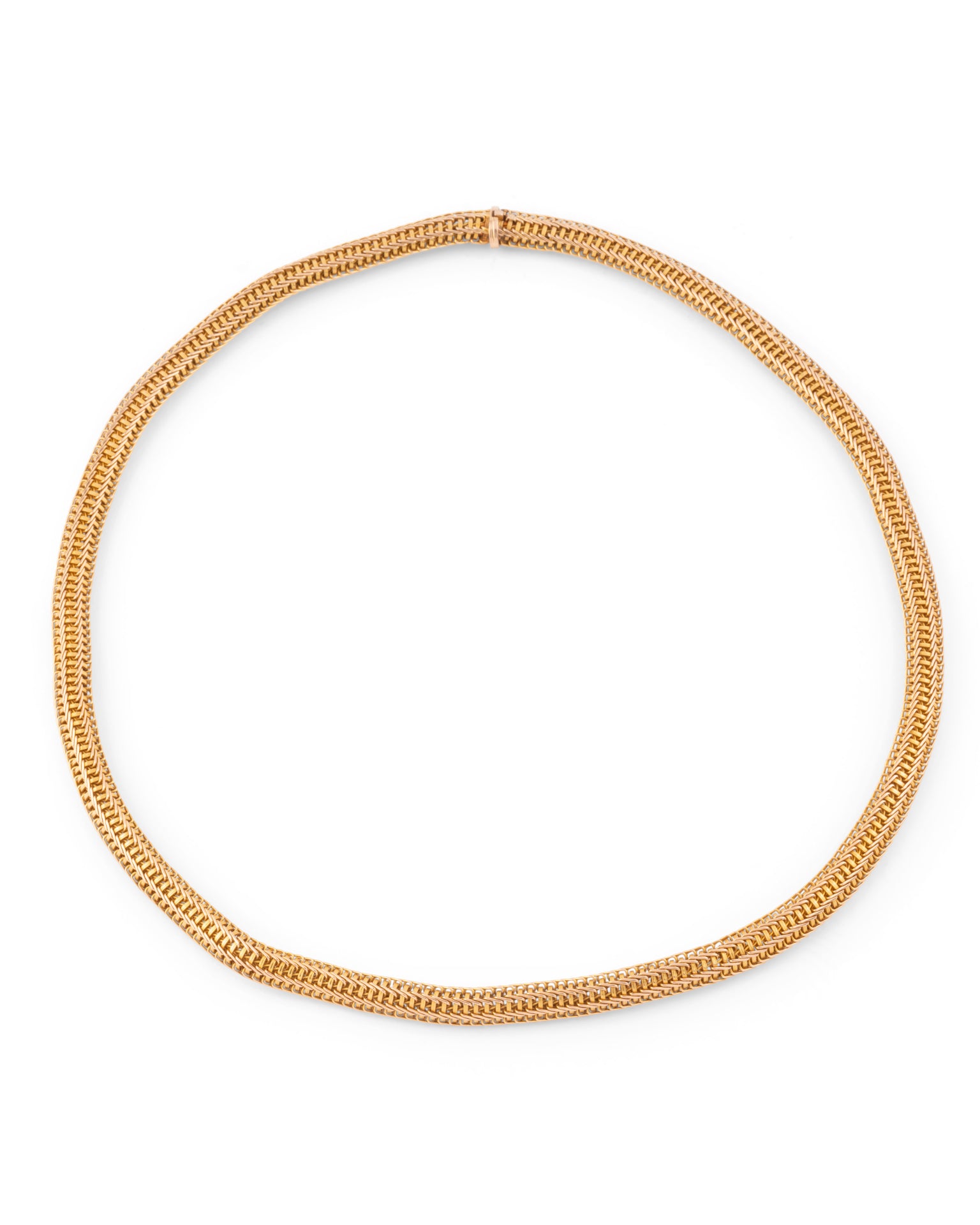 Collier signé Auguste Cahen dit "Lion"  Or jaune maille tissée vers 1865
