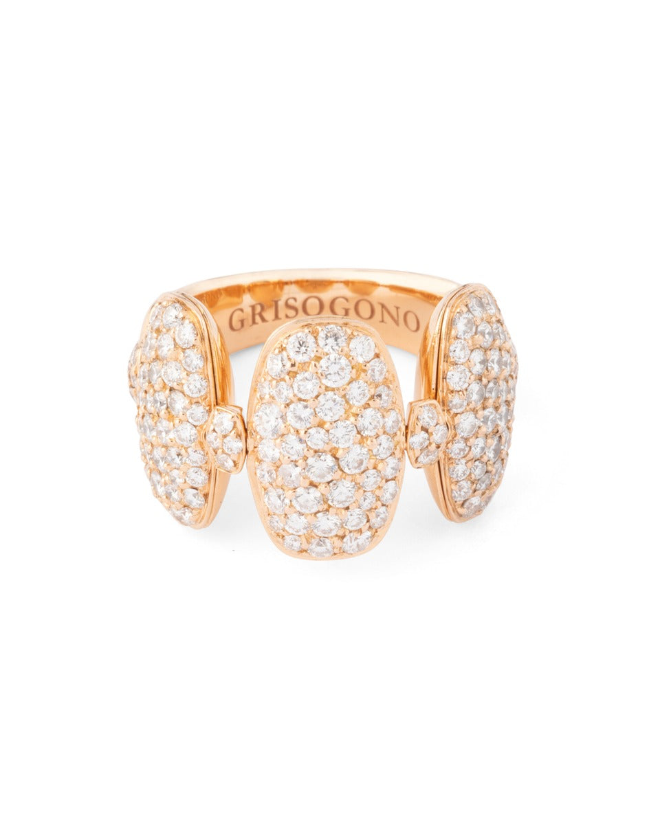De Grisogono, bague en or jaune 18 K et diamants