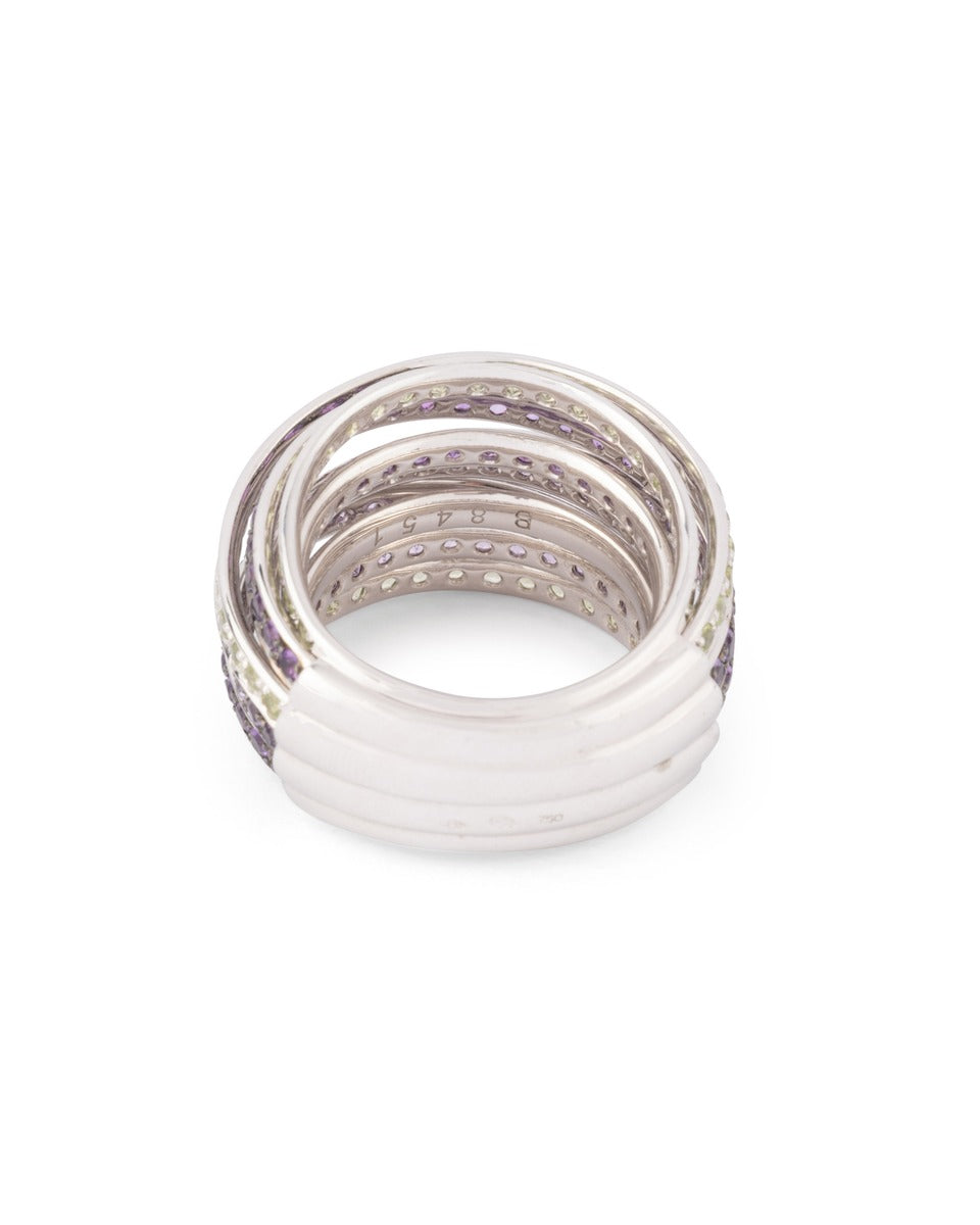 De Grisogono, "Allegra" ring in white gold with diamonds and amethysts