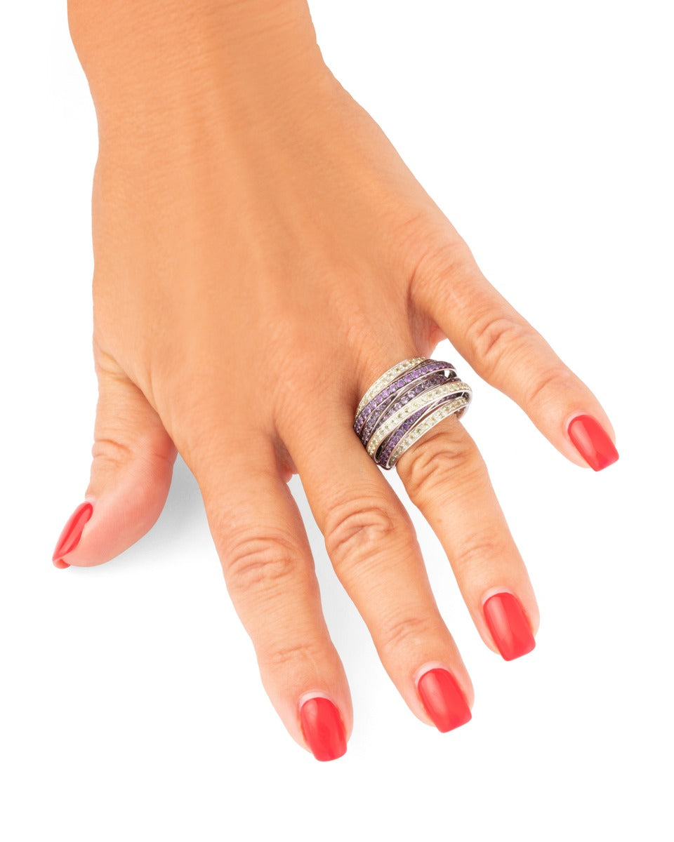 De Grisogono, bague "Allegra" en or gris diamants et améthystes