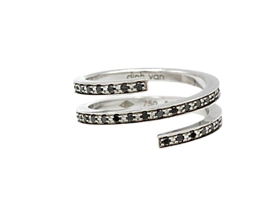 DInh Van 2 bagues "La Spirale" en or gris 18K et diamants noirs - Maison Eloe