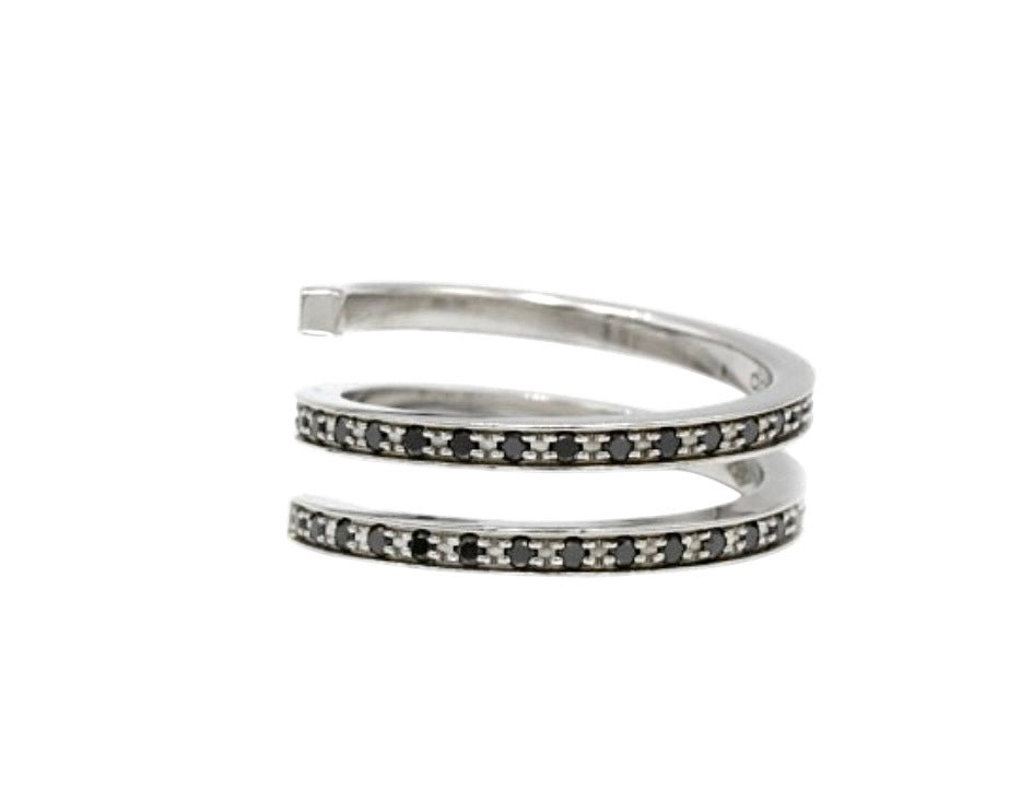 DInh Van 2 bagues "La Spirale" en or gris 18K et diamants noirs - Maison Eloe