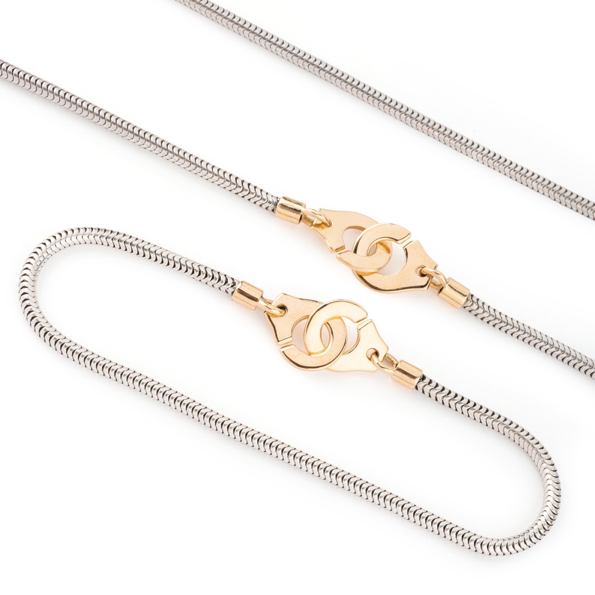 Dinh Van R10, Necklace and Bracelet, Yellow Gold and Silver