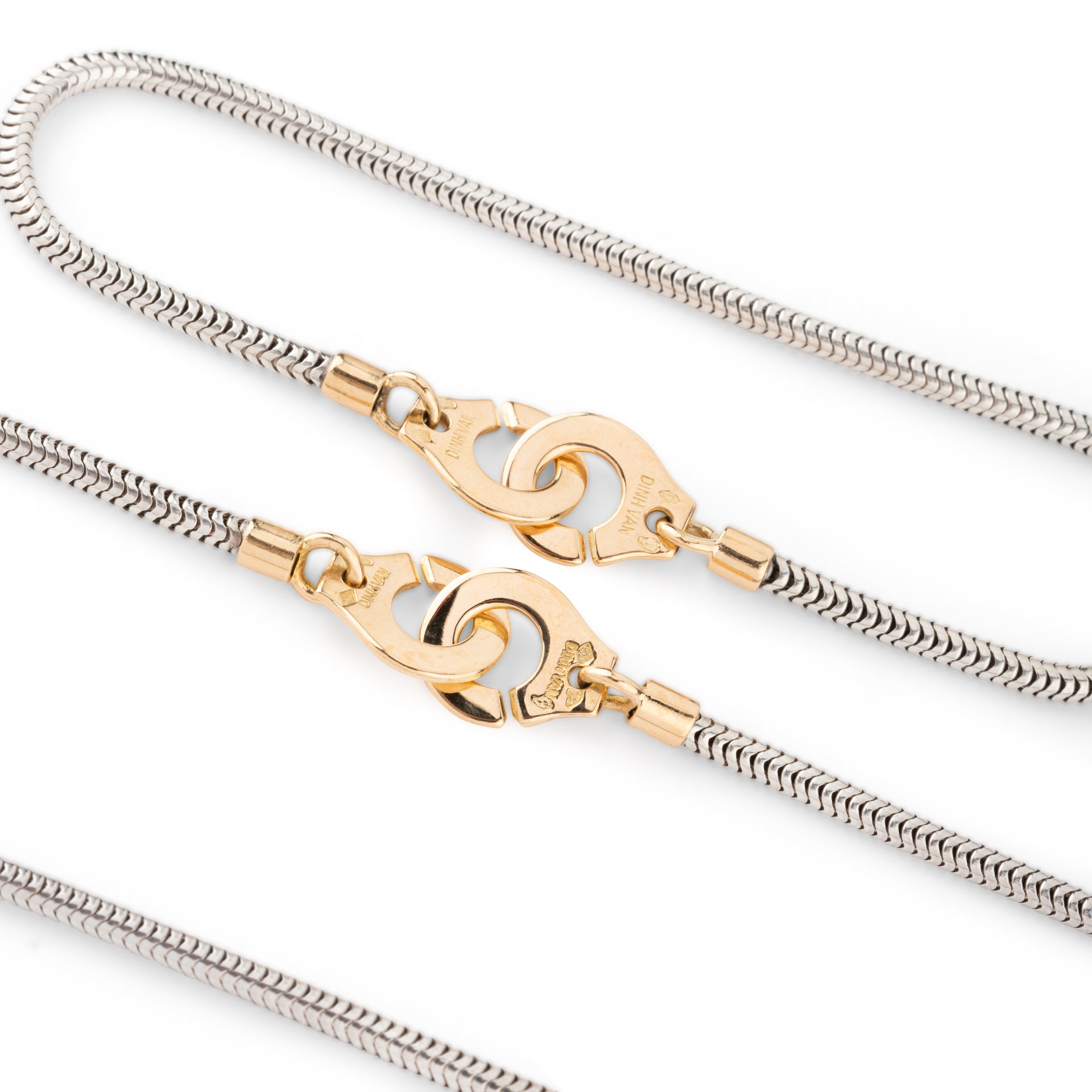 Dinh Van R10, Necklace and Bracelet, Yellow Gold and Silver