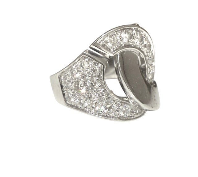 Dinh Van bague "Menottes" R16 en or blanc et diamants - Maison Eloe