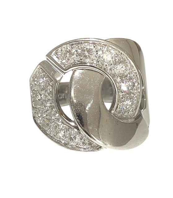 Dinh Van bague "Menottes" R16 en or blanc et diamants - Maison Eloe