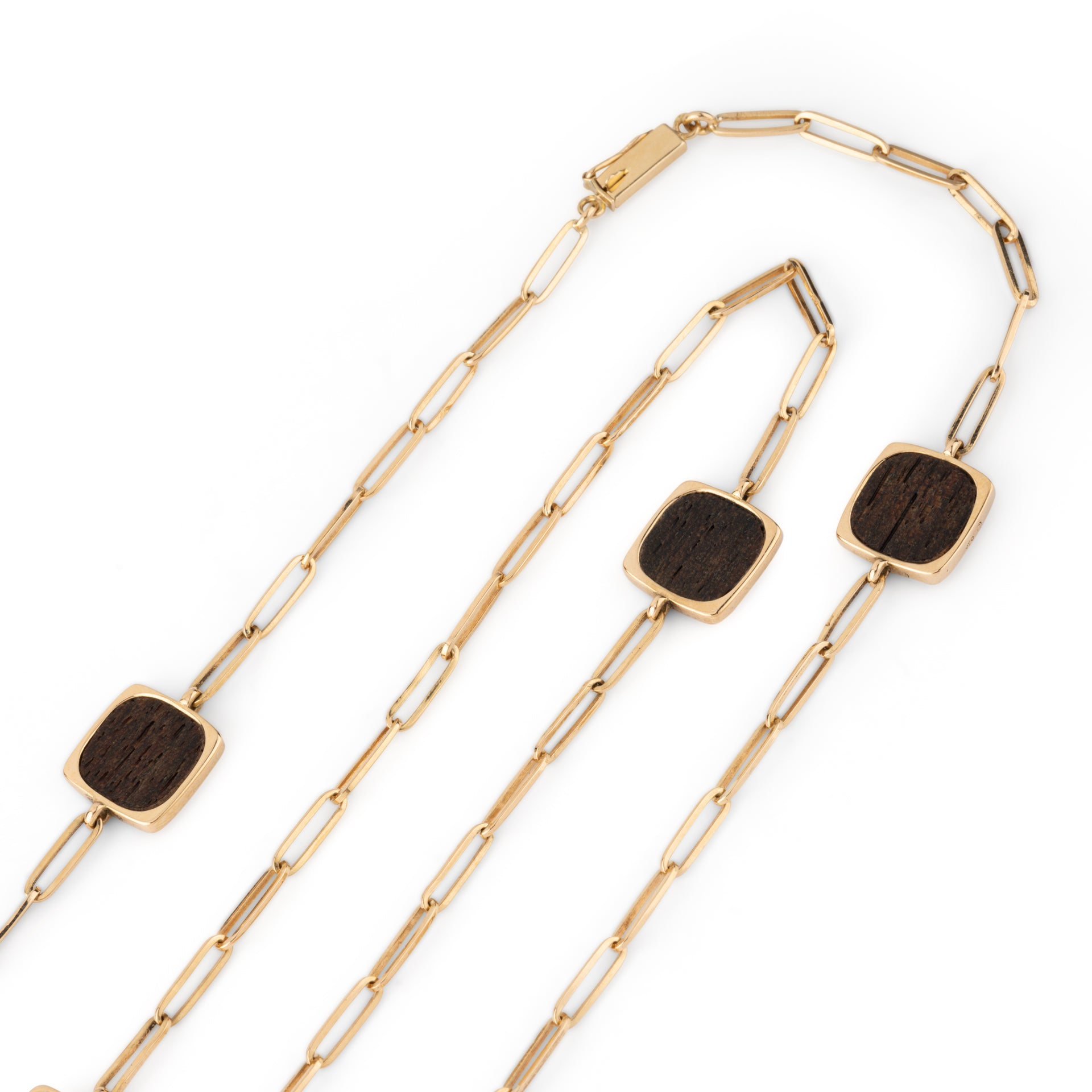 Dinh Van, "Impression" Gold and Wood Long Necklace