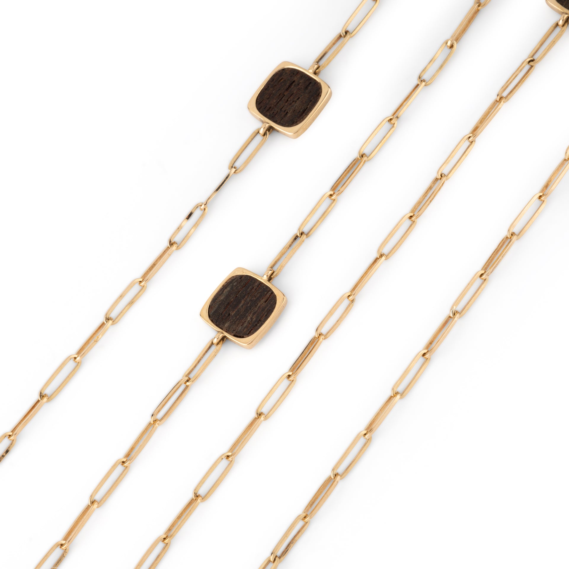 Dinh Van, "Impression" Gold and Wood Long Necklace