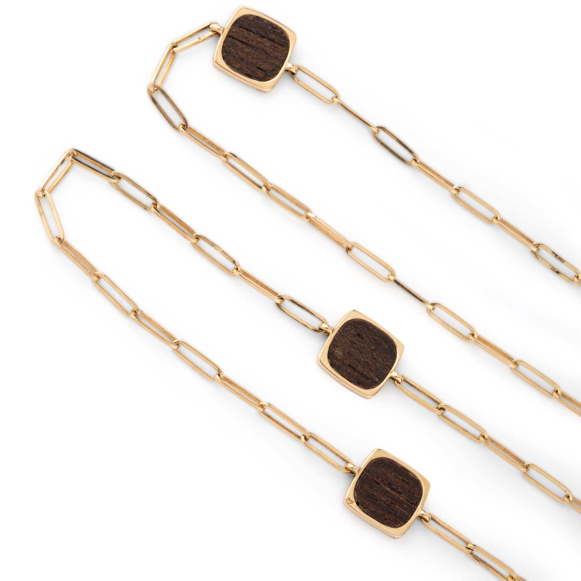 Dinh Van, "Impression" Gold and Wood Long Necklace