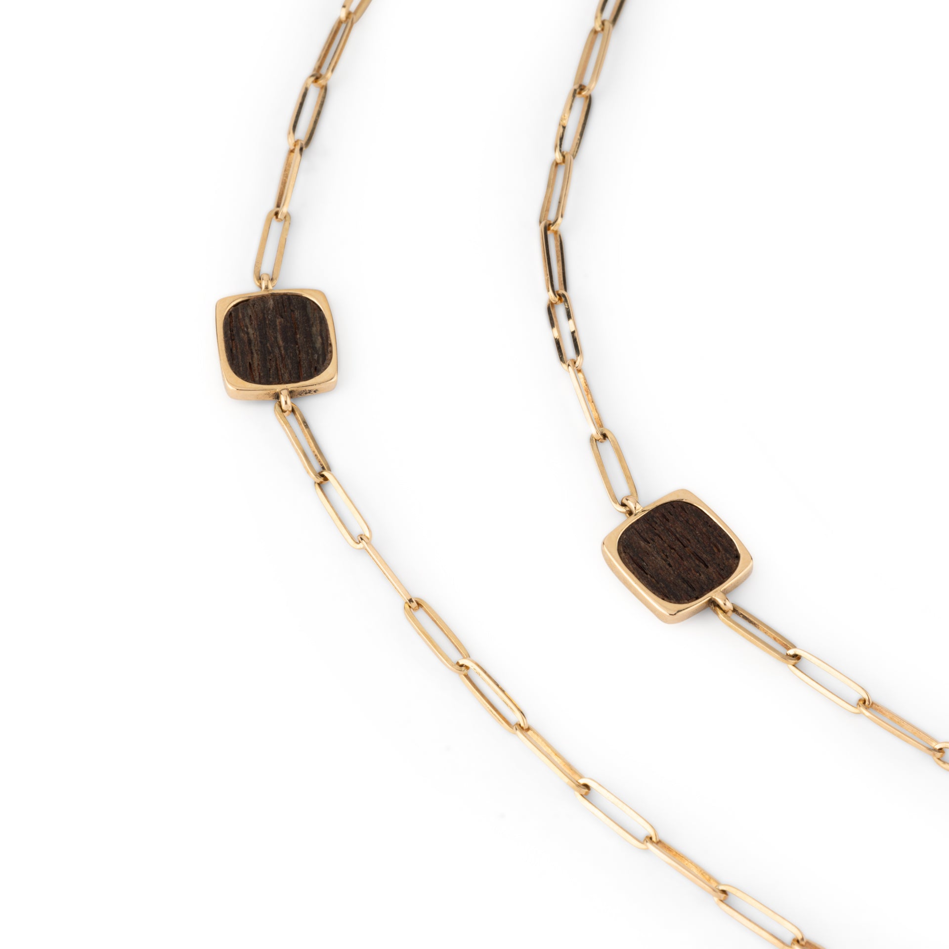 Dinh Van, "Impression" Gold and Wood Long Necklace