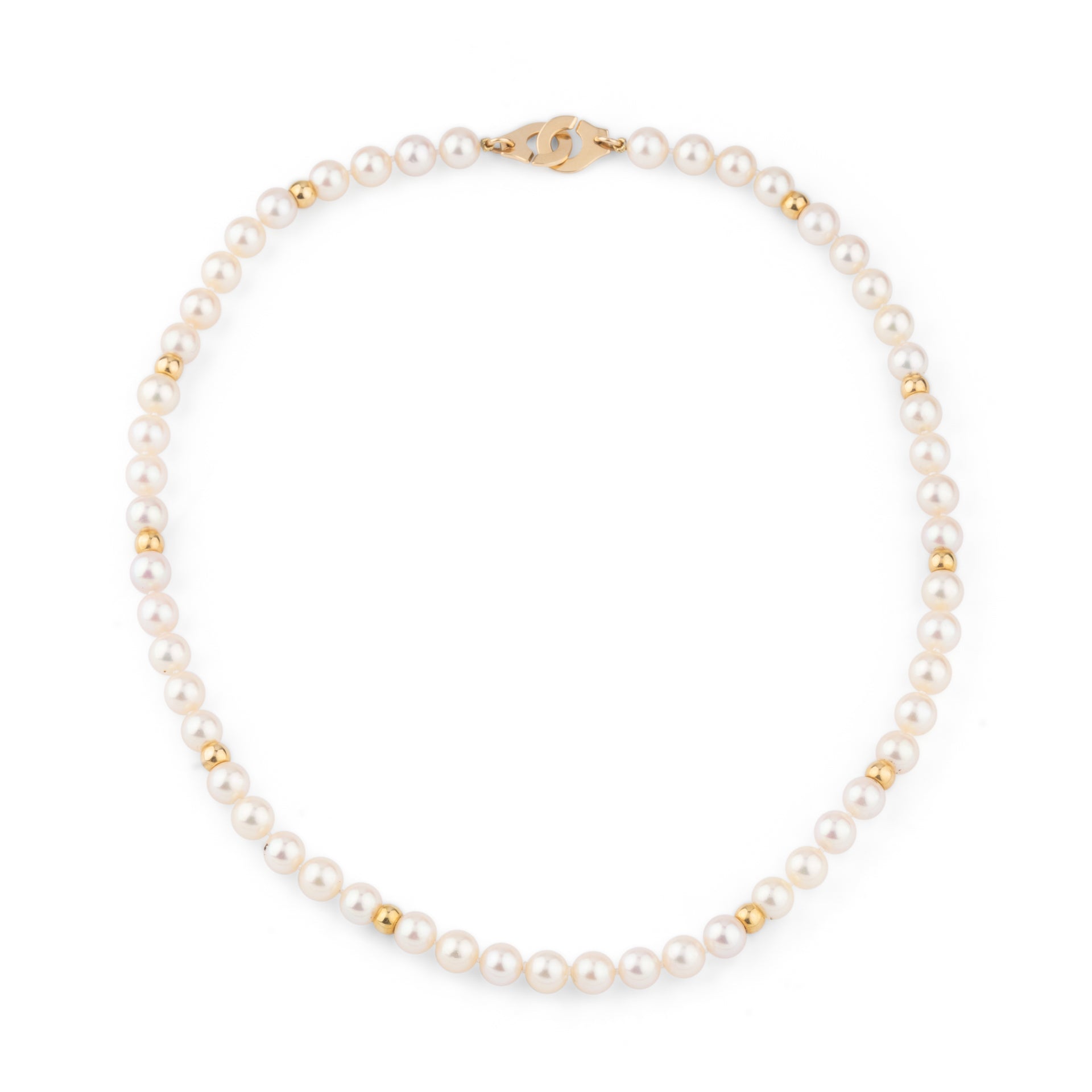 Dinh Van collier "Menottes" vintage perles, or jaune 18K