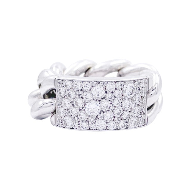Dior bague gourmette, or blanc et diamants.