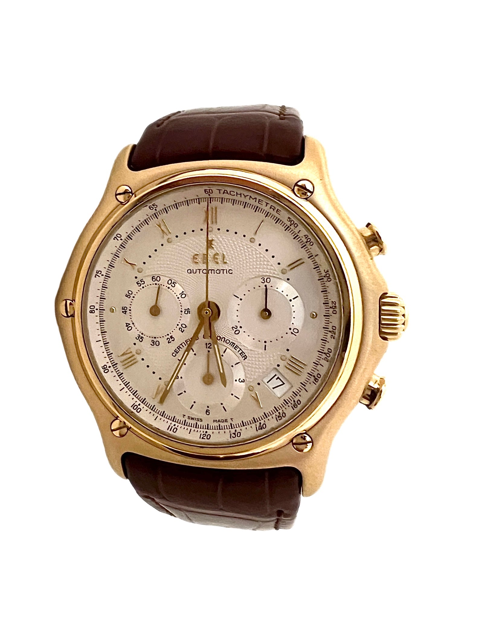 Ebel, montre Modulor Chronograph en or sur alligator