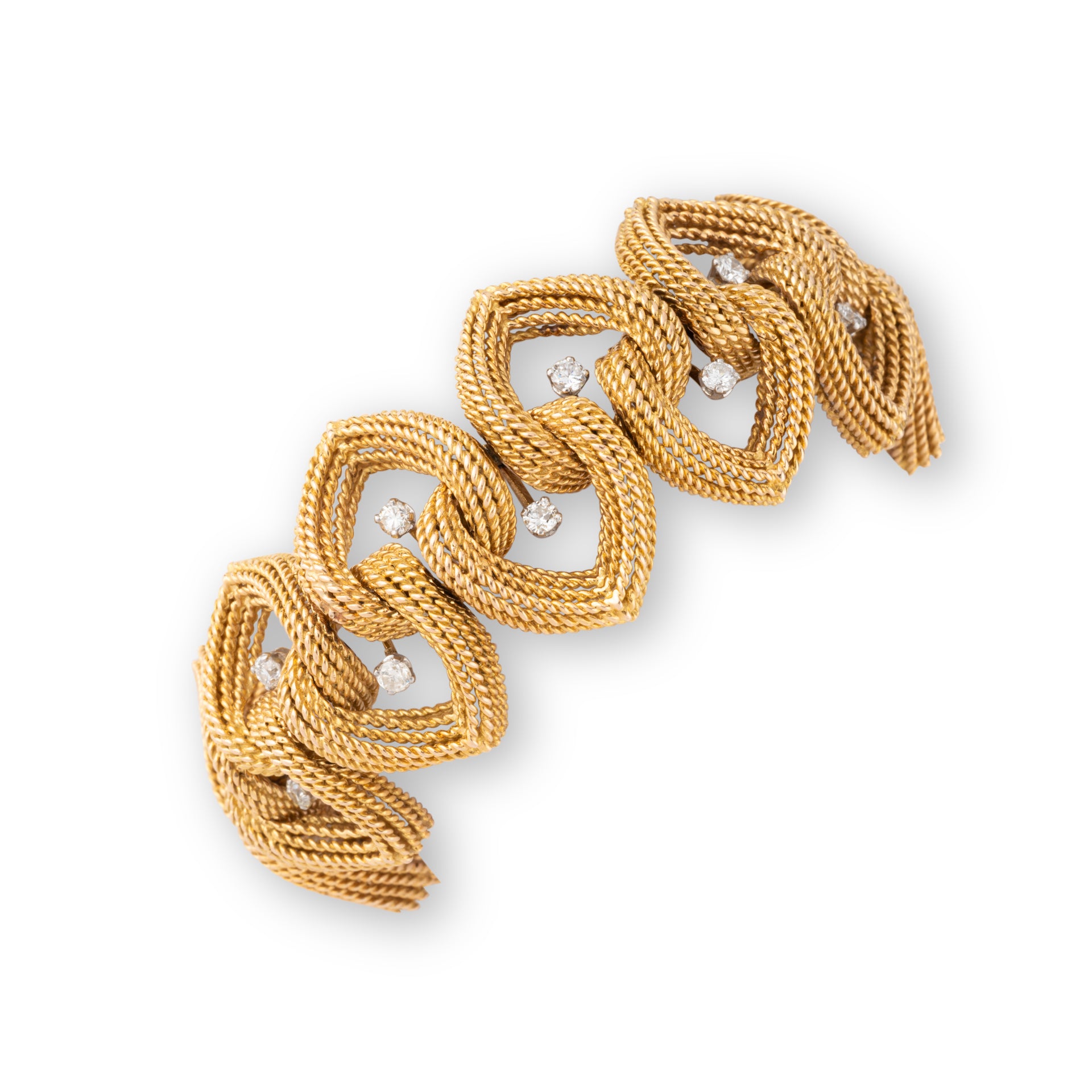 Espezel, Bracelet articulé or cordé et Diamants
